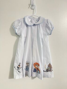 Lulu Bebe Girls White Embroidered Frozen Pleat Dress